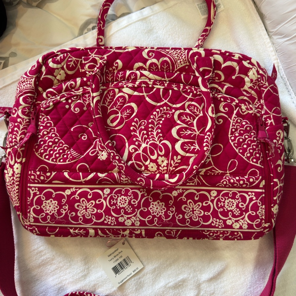 Vera Bradley Twirly Birds Pink Metropolitan Bag